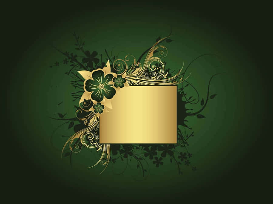 Elegant Green Gold Floral Design Wallpaper