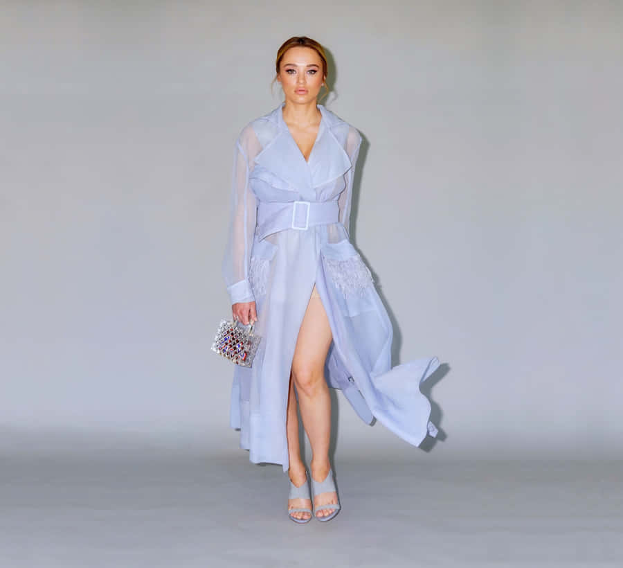 Elegant Lavender Dress Posing Wallpaper