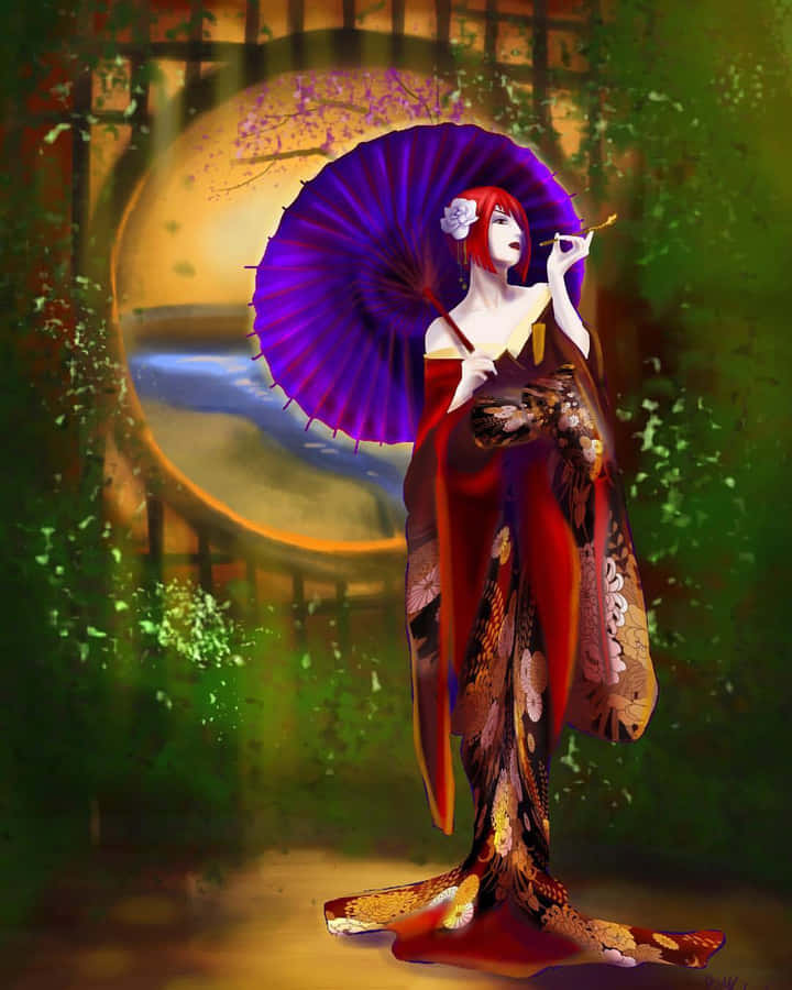 Elegant Madam Red In A Royal Gown Wallpaper