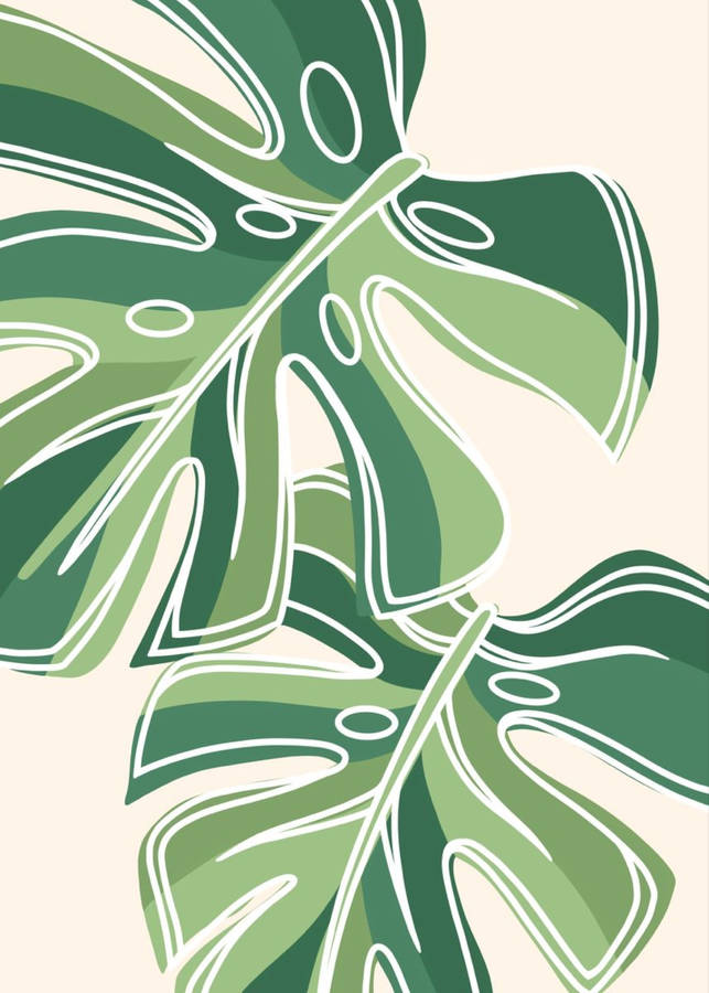 Elegant Nature Art - Monstera Leaves Wallpaper