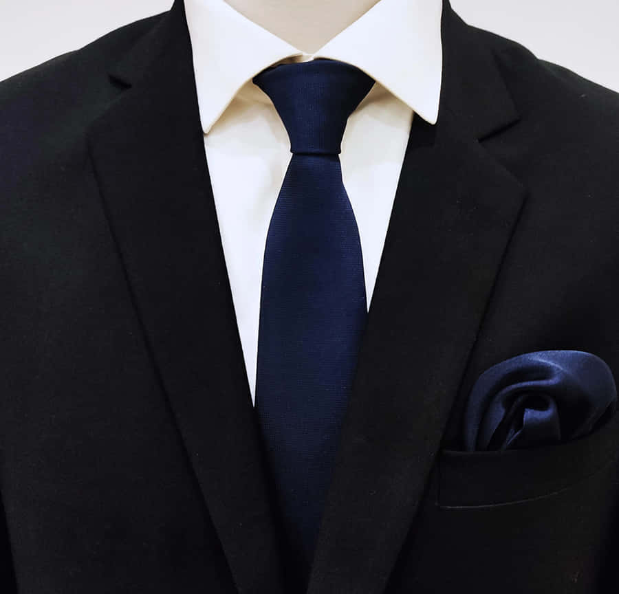 Elegant Navy Blue Tieand Pocket Square Wallpaper
