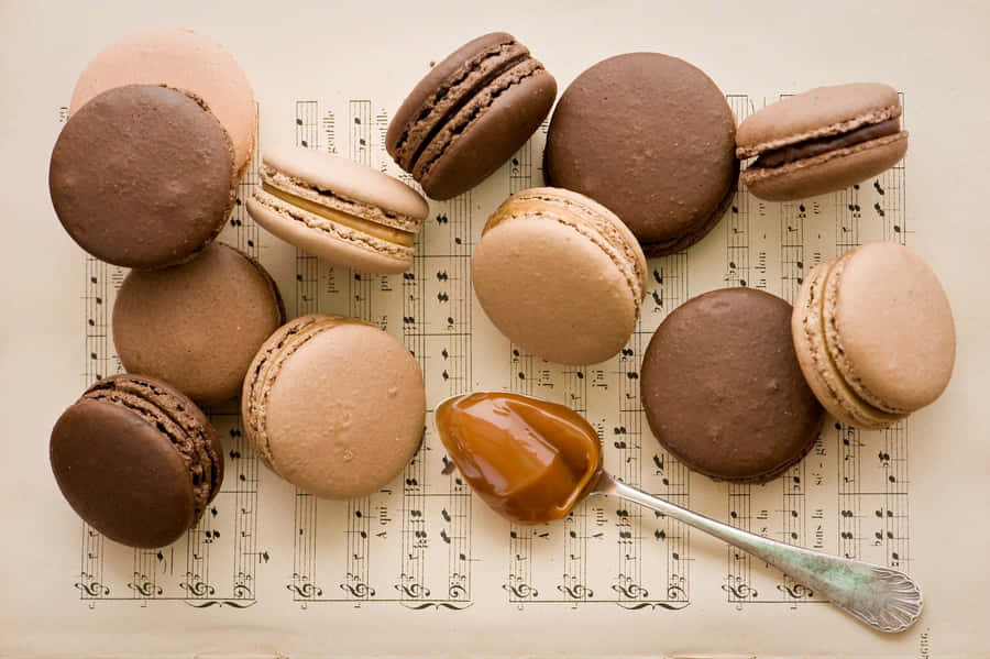 Elegant Neutral Colored Tasty Macaron Wallpaper