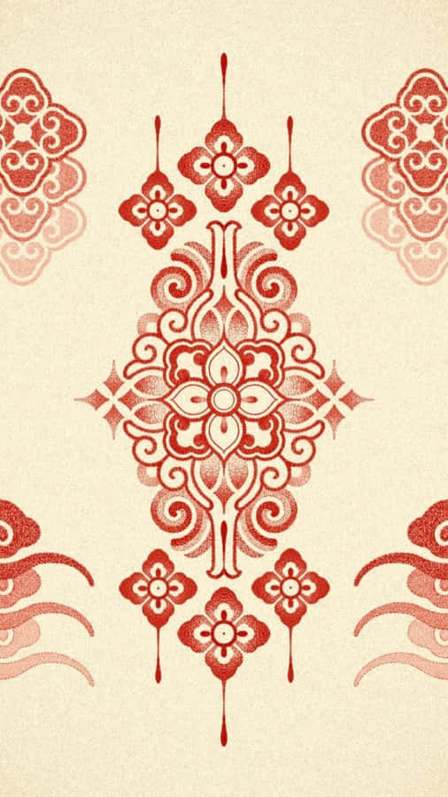 Elegant Oriental Floral Motif Wallpaper