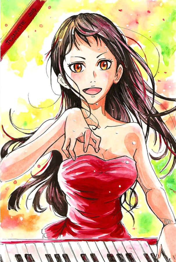 Elegant Pianist Emi Igawa Anime Art Wallpaper
