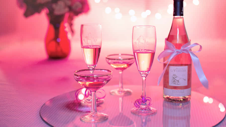 Elegant Pink Champagne Celebration Wallpaper