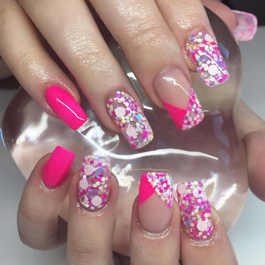 Elegant Pink Nail Art Design Wallpaper