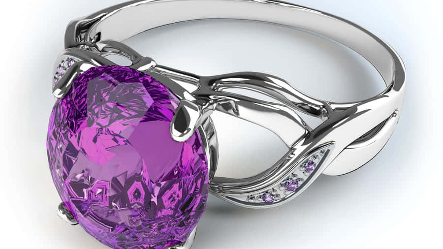 Elegant Purple Gemstone Ring Design Wallpaper