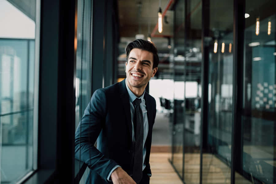 Elegant Real Estate Agent In Suit Wallpaper