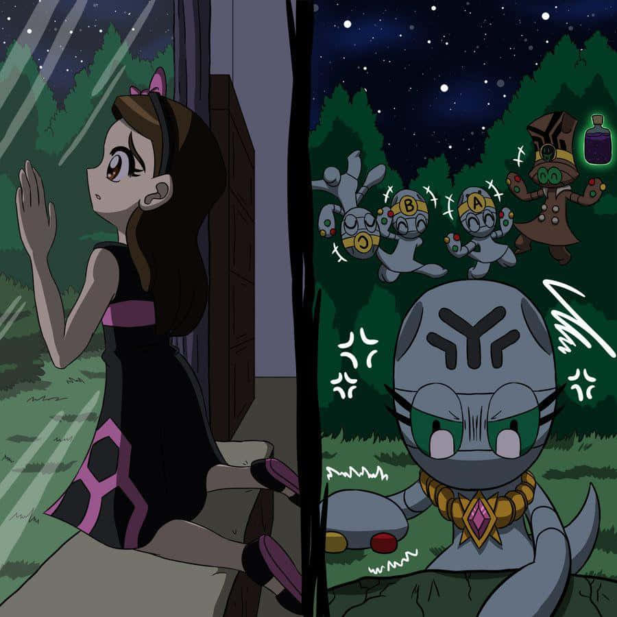 Elgyem And A Starry Night Wallpaper