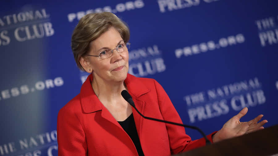 Elizabeth Warren With The Press Wallpaper