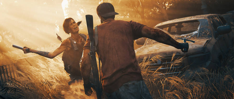 Ellie And Man Fighting The Last Of Us 4k Wallpaper