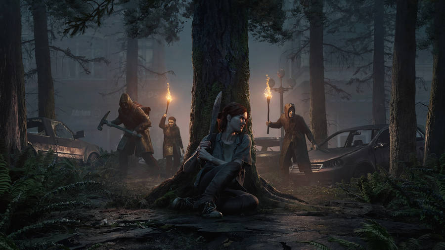 Ellie Hiding Behind Tree In The Last Of Us 4k Wallpaper