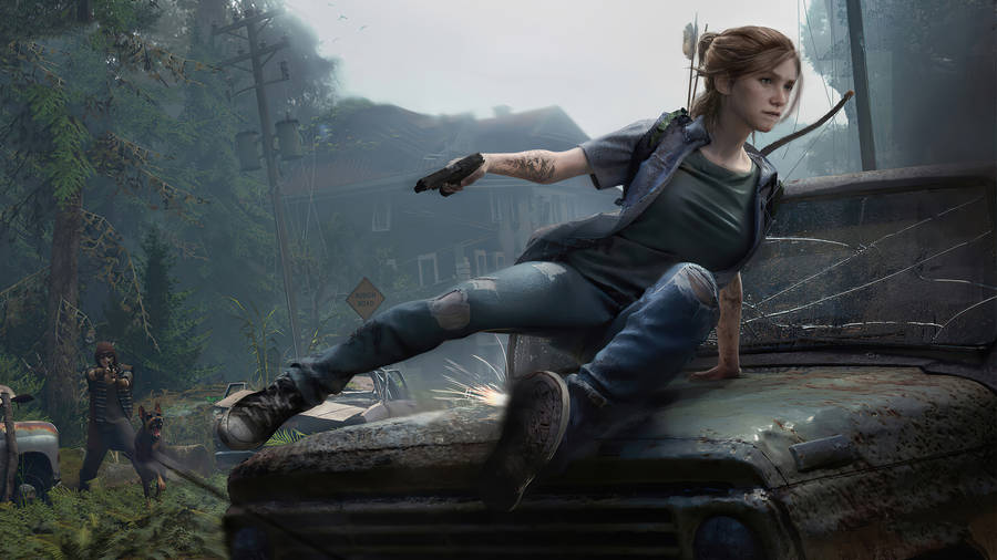 Ellie On Car Hood In The Last Of Us 4k Wallpaper