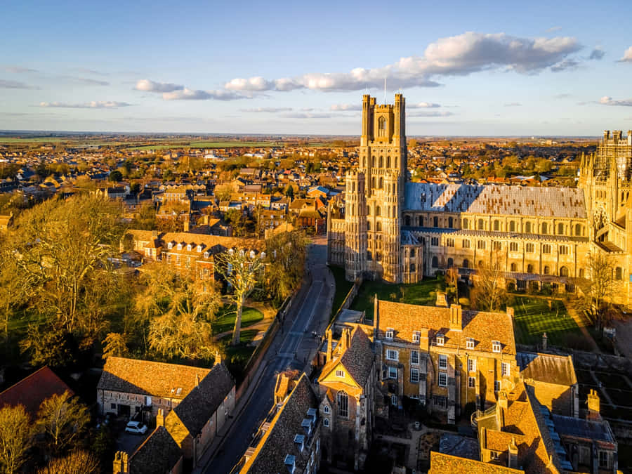 Ely Cathedral Aerial View U K Wallpaper