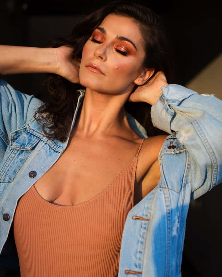 Elysia Rotaru Denim Jacket Glamour Wallpaper
