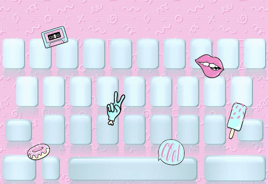 Emanating Playfulness Through Keys - A Cutesy Sticker Keyboard Aesthetic. Wallpaper