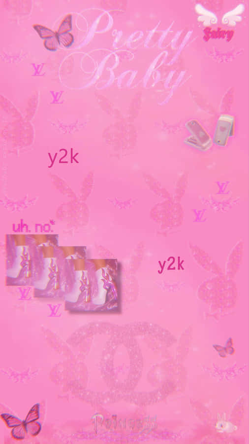 Embrace Nostalgia With This Vibrant Pink Pretty Baby Cyber Y2k Aesthetic. Wallpaper