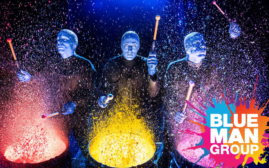 Embrace The Joy Of Blue Man Group Wallpaper