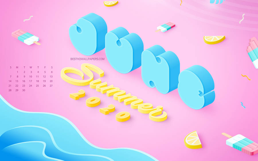 Embrace Warmth And Sunshine Of June With This 3d Summer Calendar Wallpaper