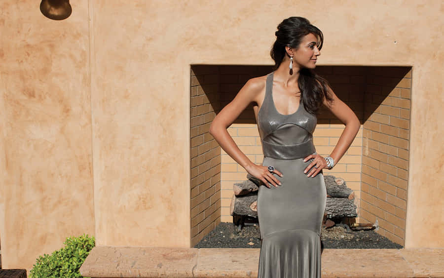 Emmanuelle Chriqui Striking A Pose In A Captivating Photoshoot Wallpaper