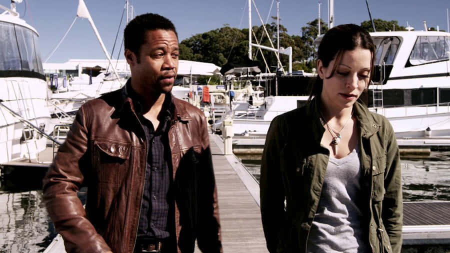 Emmanuelle Vaugier Posing In A Stunning Red Dress Wallpaper