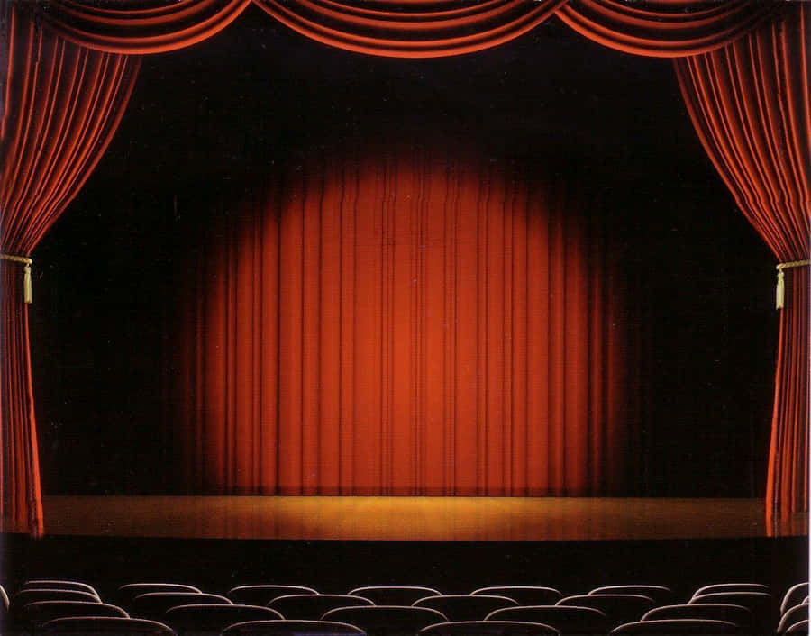 Empty Theater Stage Spotlight In Cartoon Style Wallpaper