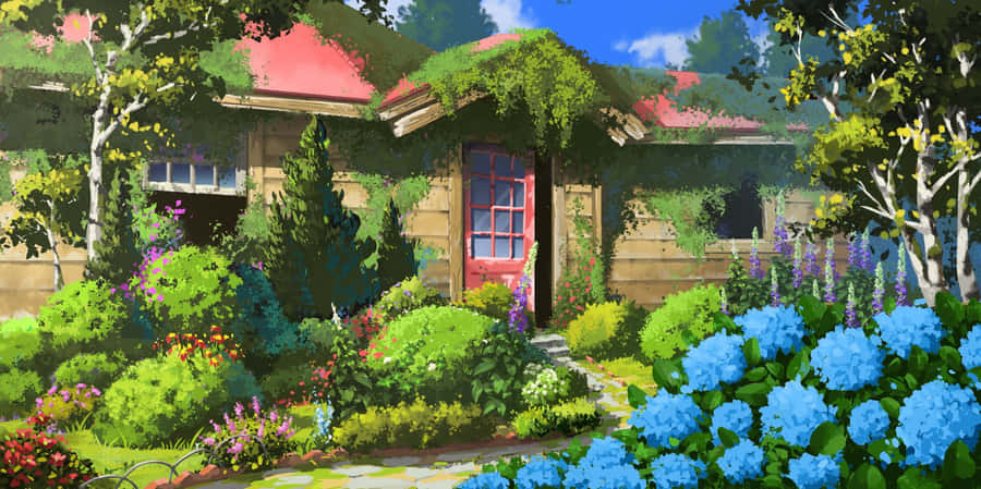 Enchanted_ Anime_ Garden_ House Wallpaper