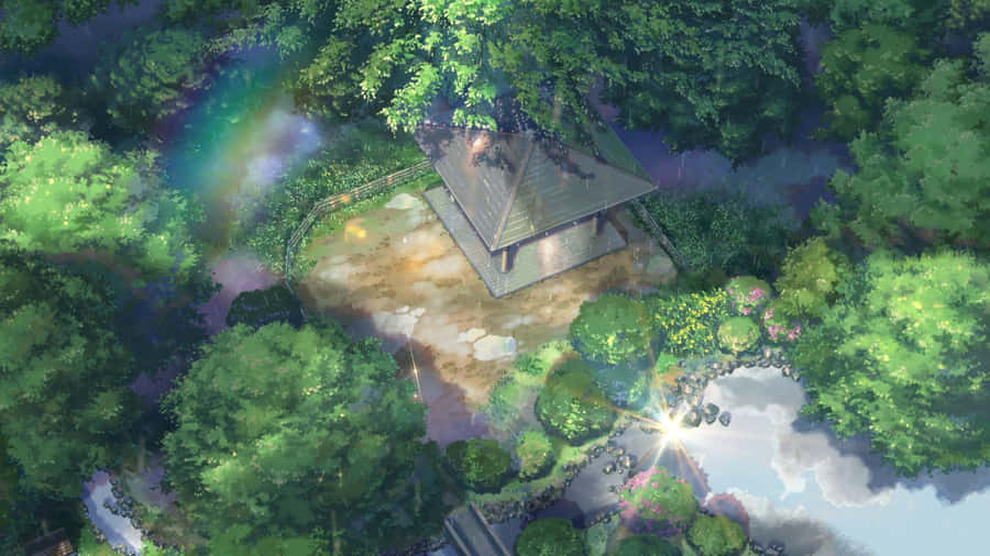 Enchanted_ Anime_ Garden_ Pavilion Wallpaper
