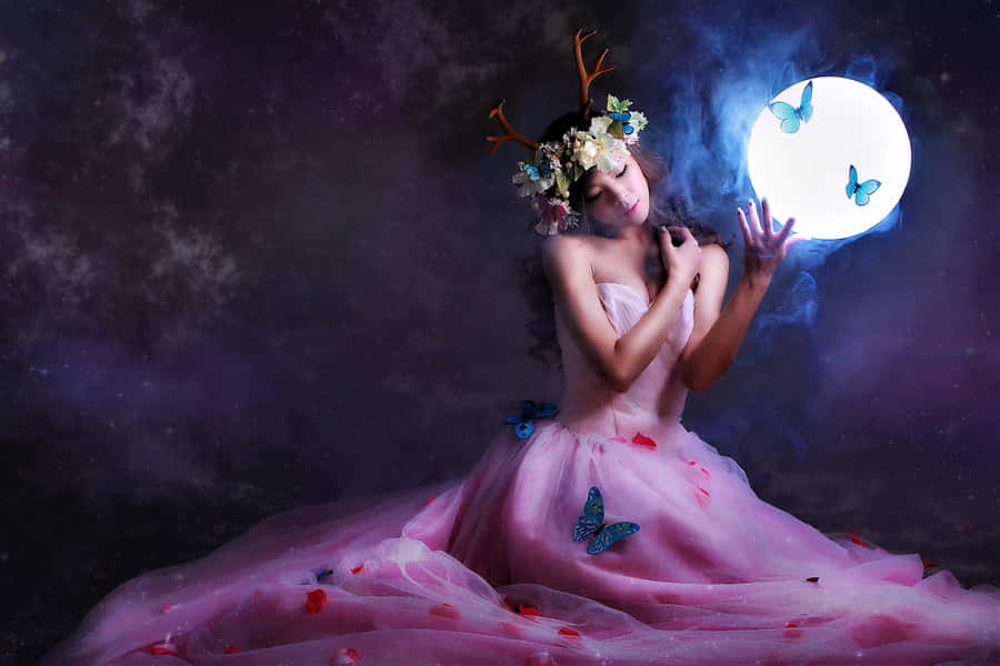 Enchanted Butterfly Dress Fantasy Wallpaper