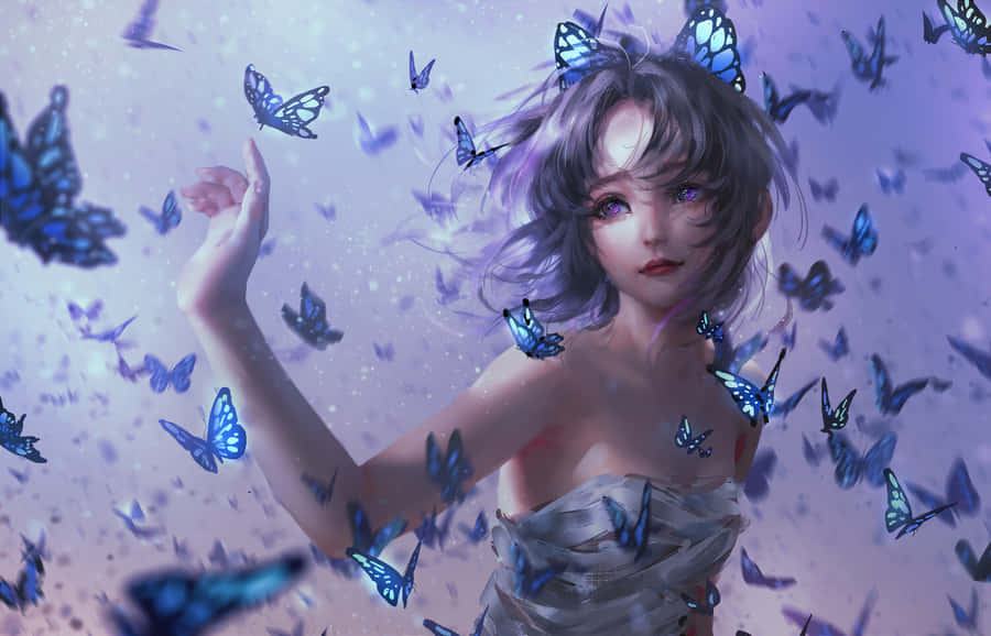 Enchanted Butterfly Dress Fantasy Art Wallpaper