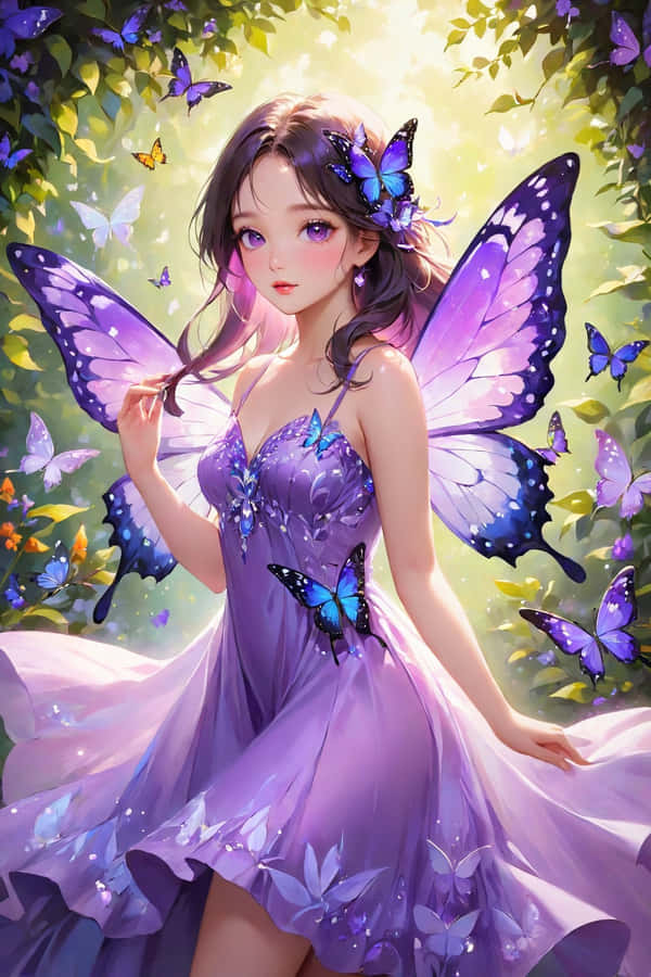 Enchanted Butterfly Fairy Artwork Wallpaper