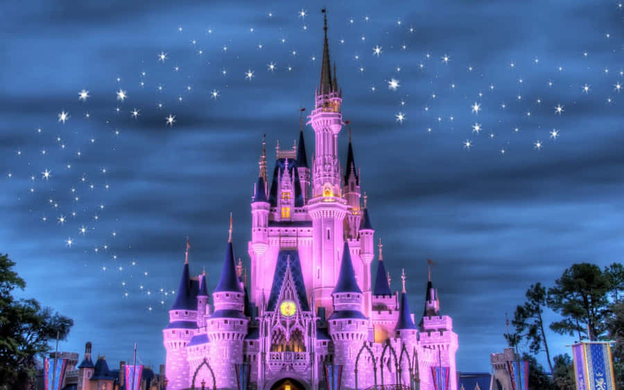 Enchanted_ Castle_ Under_ Twinkling_ Stars Wallpaper