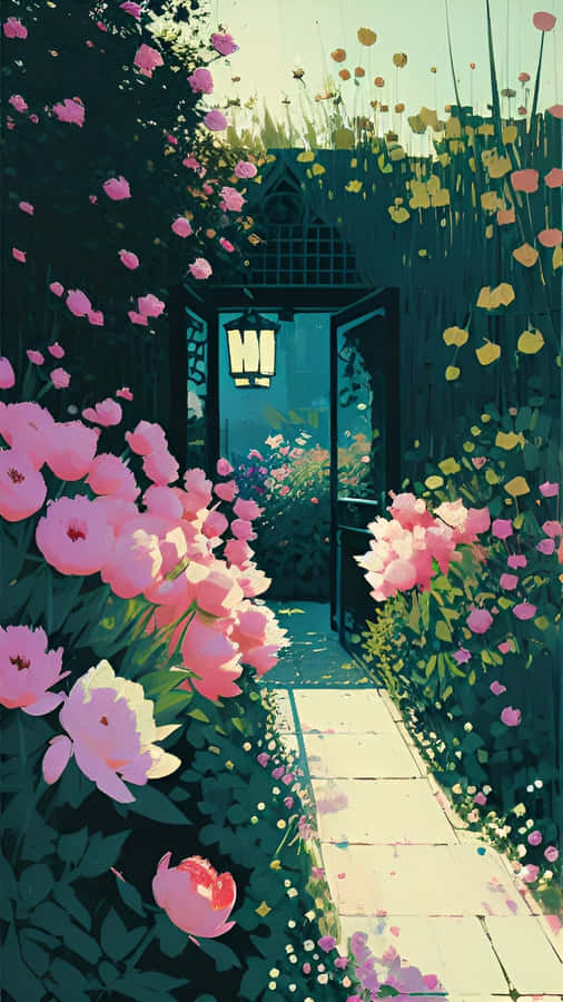 Enchanted Floral Pathway Wallpaper