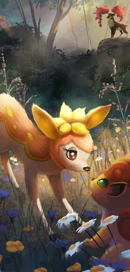 Enchanted Forest Deerlingand Sawsbuck Wallpaper