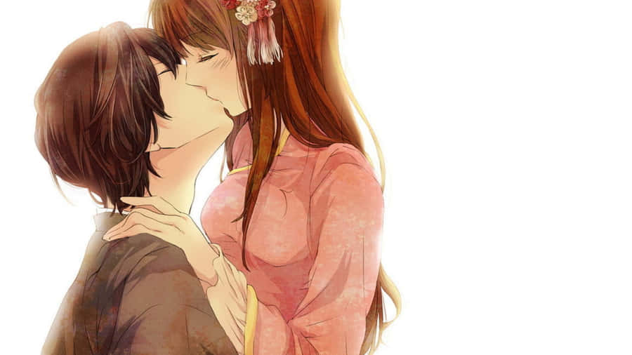 Enchanted_ Kiss_ Anime_ Style Wallpaper