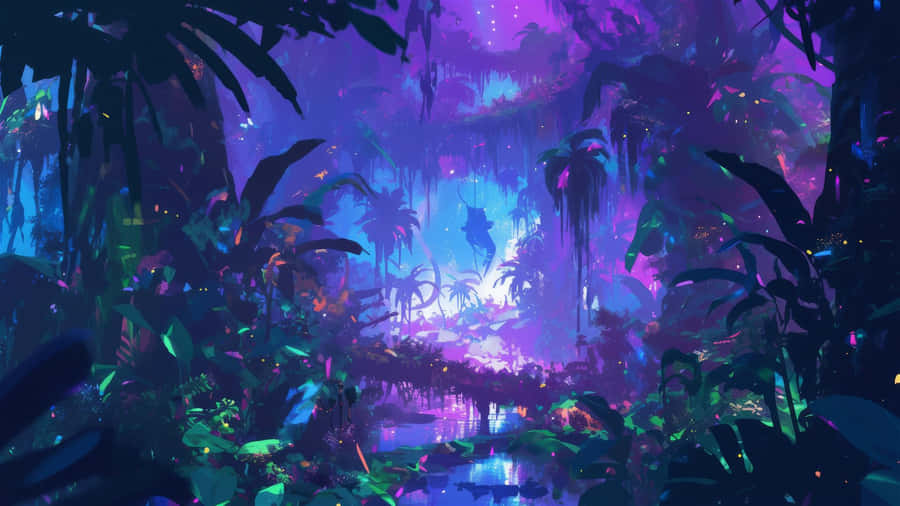 Enchanted_ Neon_ Jungle Wallpaper