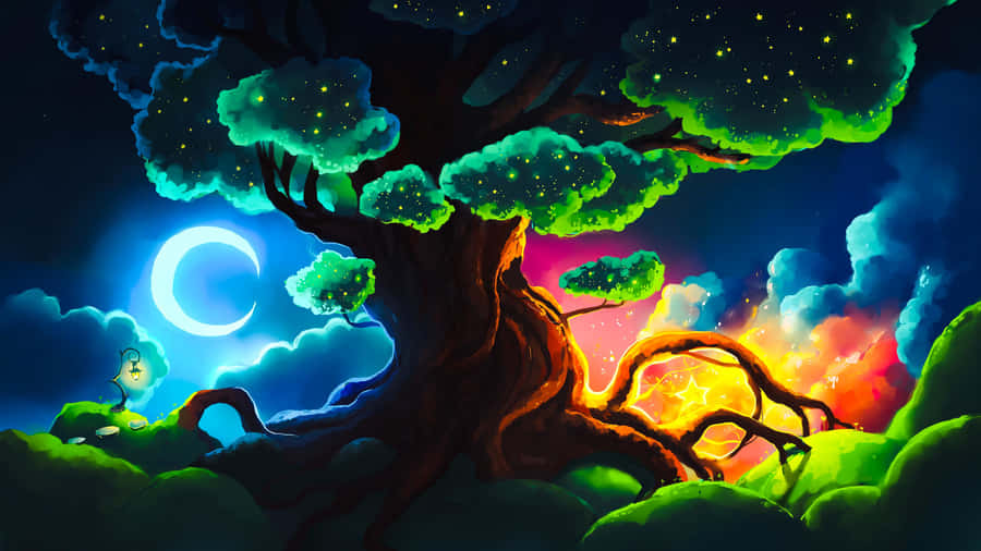 Enchanted_ Night_ Tree Wallpaper