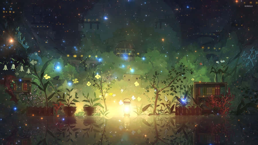 Enchanted_ Nighttime_ Garden Wallpaper