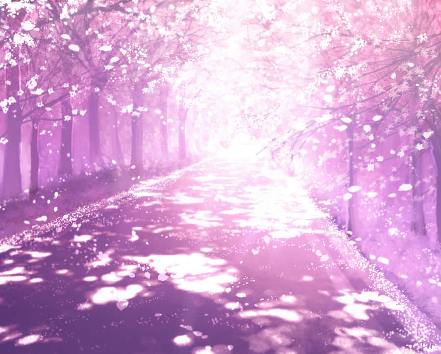 Enchanted Pink Sakura Lane Wallpaper