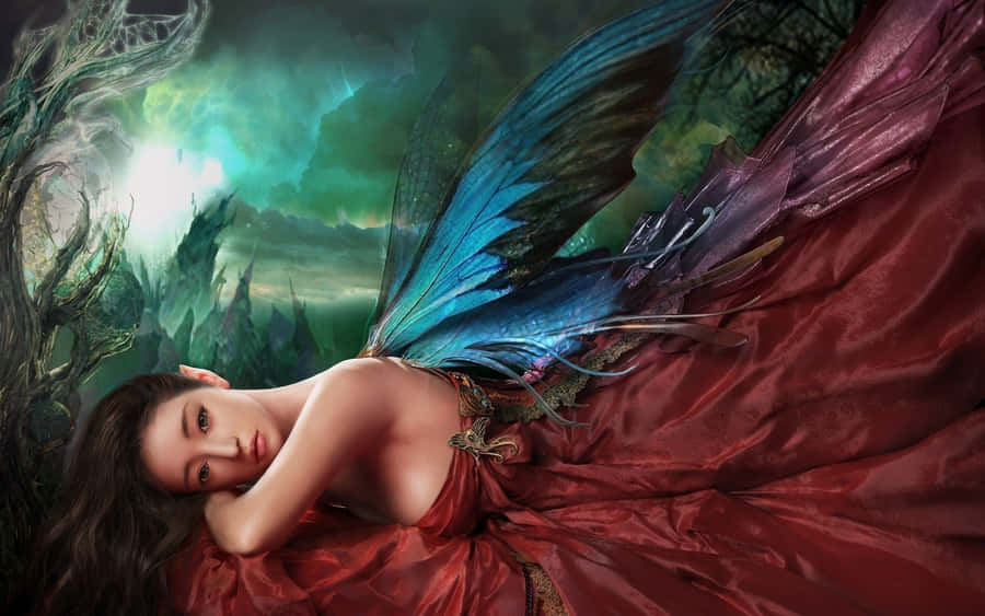 Enchanting Butterfly Winged Woman Wallpaper