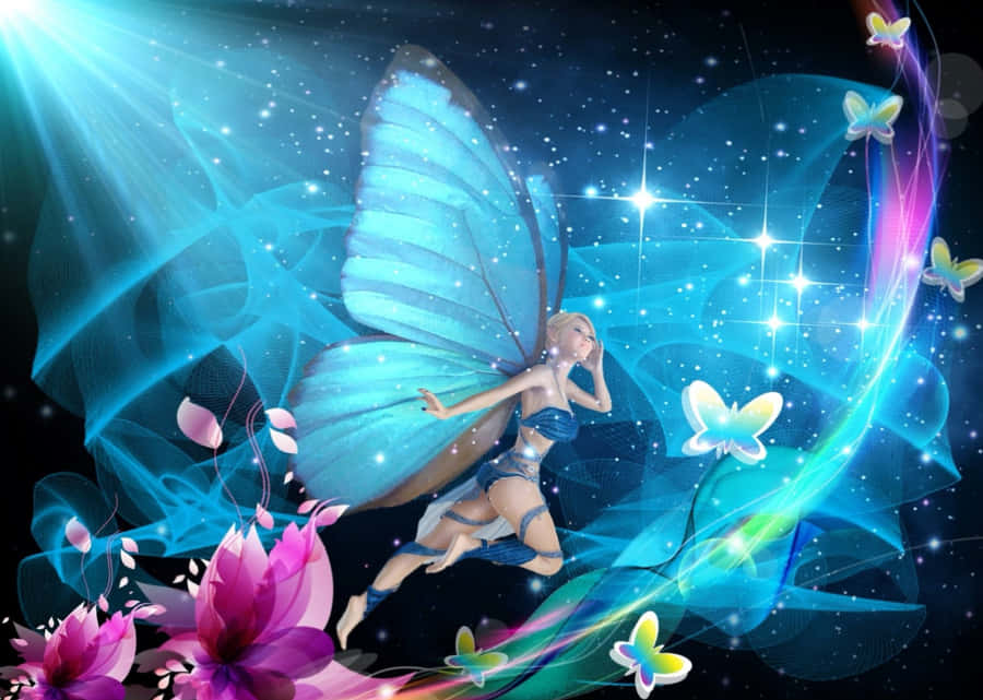Enchanting Cute Fairy In A Magical Forest Wallpaper