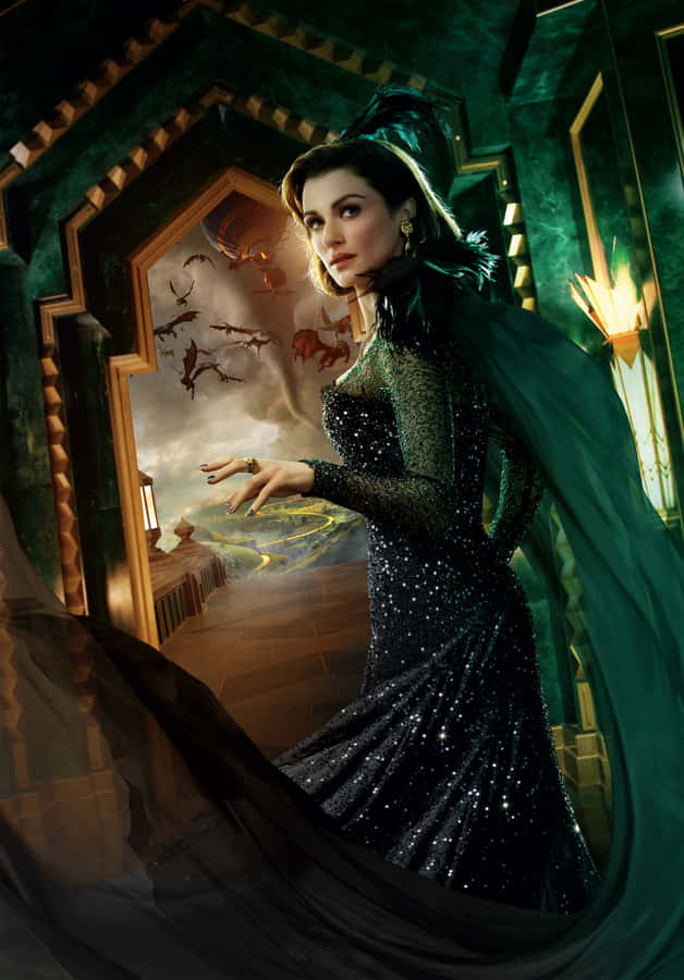 Enchanting Green Witch In A Magical Forest Wallpaper