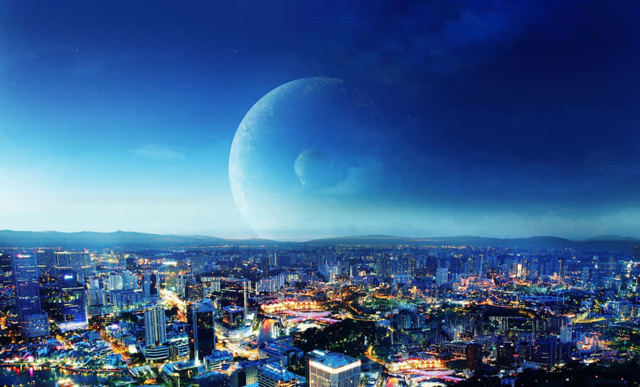 Enchanting Starry Night In Winter Wonderland Wallpaper