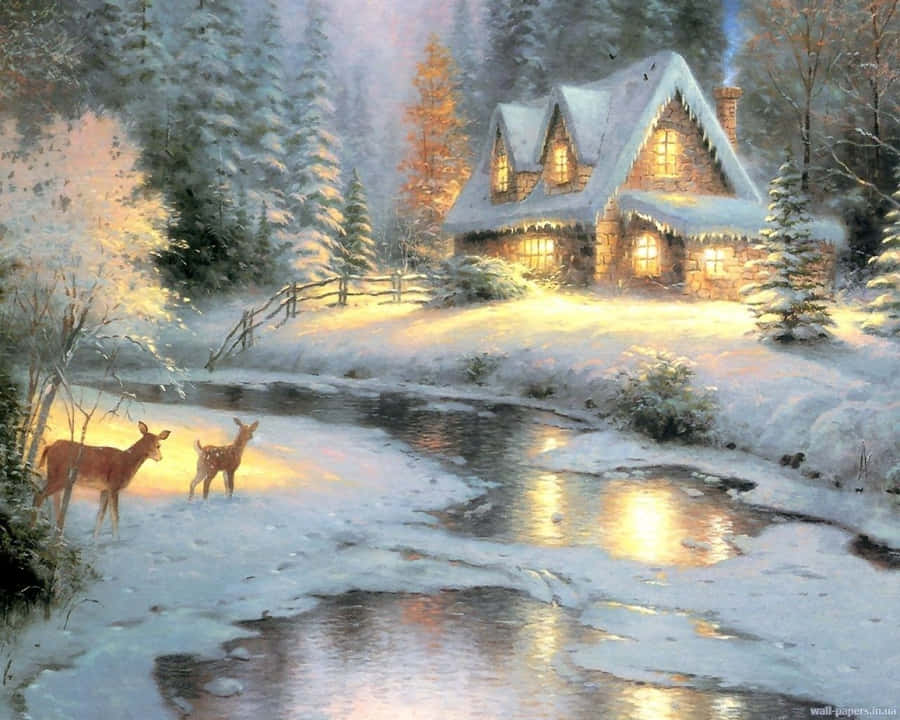 Enchanting Winter Wonderland Scene Wallpaper