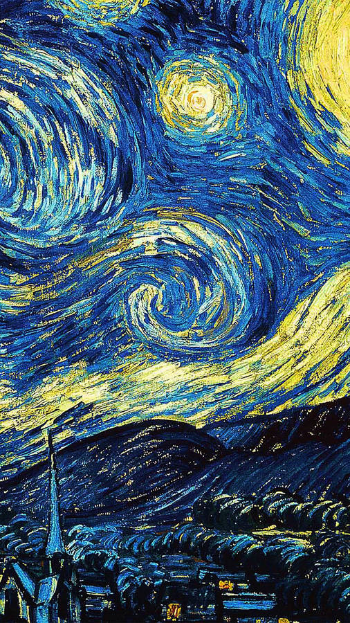 Enhanced Starry Night Painting Portrait Wallpaper