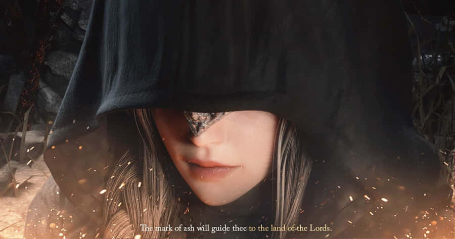 Enigmatic Fire Keeper Standing Amid Flames. Wallpaper