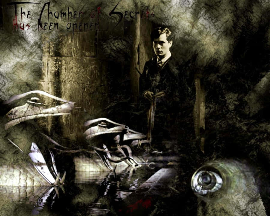 Enigmatic Tom Riddle From Harry Potter In A Dark Setting Wallpaper