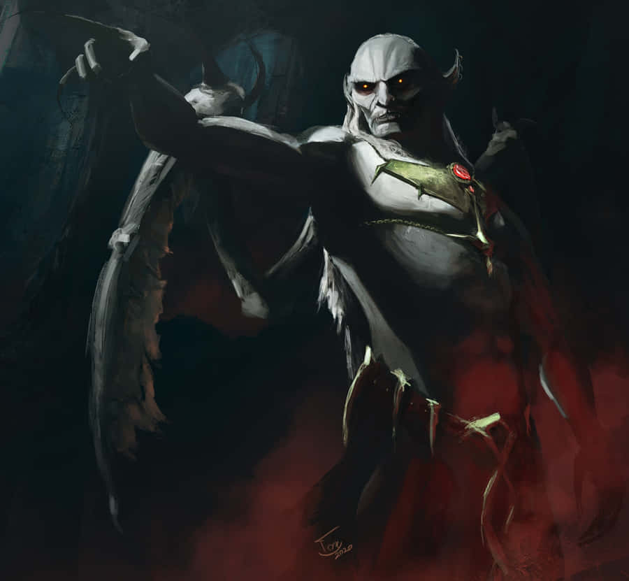 Enigmatic Vampire Lord In Moonlit Night Wallpaper