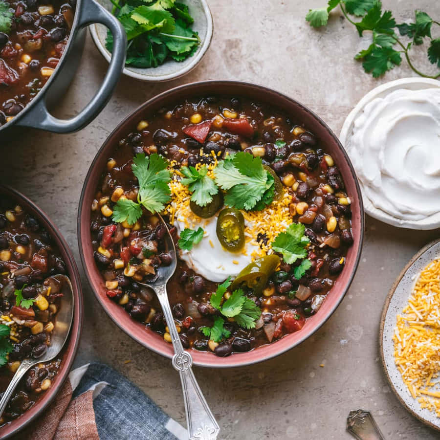 Enjoy A Comforting Bowl Of Black Bean Soup. Wallpaper