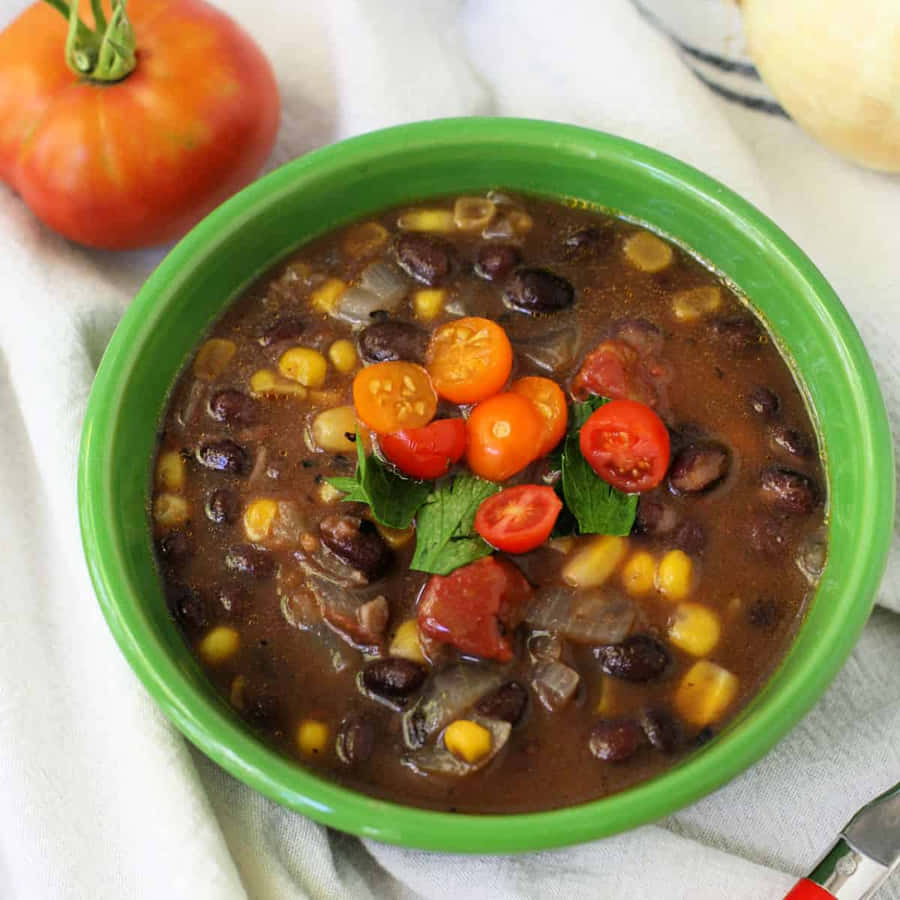 Enjoy A Comforting Bowl Of Black Bean Soup! Wallpaper
